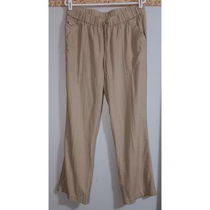 Prosecco 12 Tan Linen Casual Straight Boho Travel Beach Lightweight Pants